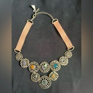 Lonna & Lilly Elegant Gold Statement Necklace with Multicolor Accents Stones